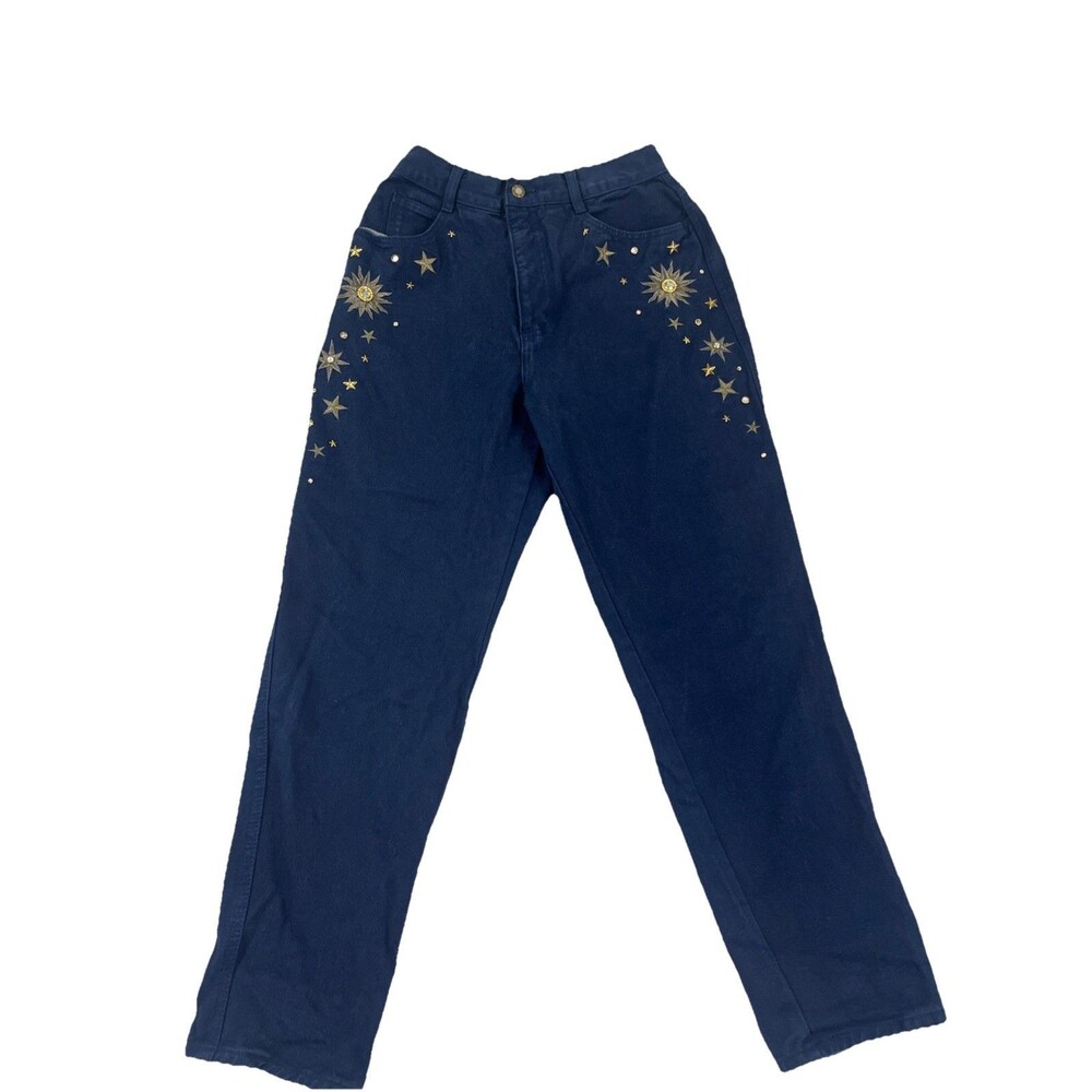 Monique Jeans Embroidered Stars Women 11/12 Dark Wash
